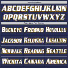 Загрузить изображение в средство просмотра галереи, Custom Navy Gold-White Authentic Throwback Rib-Knit Baseball Jersey Shirt