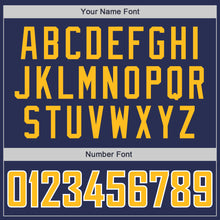 Загрузить изображение в средство просмотра галереи, Custom Navy Gold-White Authentic Throwback Rib-Knit Baseball Jersey Shirt