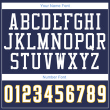 Загрузить изображение в средство просмотра галереи, Custom Navy White-Gold Authentic Throwback Rib-Knit Baseball Jersey Shirt