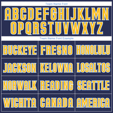 Загрузить изображение в средство просмотра галереи, Custom Navy White-Gold Authentic Throwback Rib-Knit Baseball Jersey Shirt