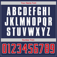 Загрузить изображение в средство просмотра галереи, Custom Navy Red-White Authentic Throwback Rib-Knit Baseball Jersey Shirt