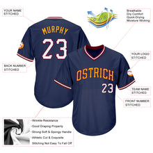 Загрузить изображение в средство просмотра галереи, Custom Navy White-Gold Authentic Throwback Rib-Knit Baseball Jersey Shirt