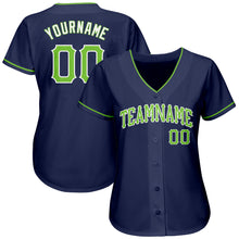 Laden Sie das Bild in den Galerie-Viewer, Custom Navy Neon Green-White Authentic Baseball Jersey