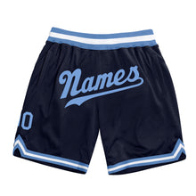 Load image into Gallery viewer, Custom Navy Light Blue-White Authentic Throwback Basketball Shorts