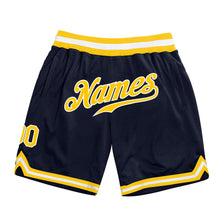 Загрузить изображение в средство просмотра галереи, Custom Navy Gold-White Authentic Throwback Basketball Shorts