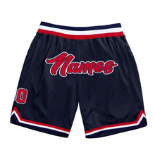 Charger l'image dans la galerie, Custom Navy Red-White Authentic Throwback Basketball Shorts