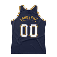 Charger l'image dans la galerie, Custom Navy White-Old Gold Authentic Throwback Basketball Jersey