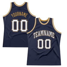 Charger l'image dans la galerie, Custom Navy White-Old Gold Authentic Throwback Basketball Jersey