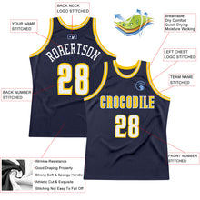 Charger l'image dans la galerie, Custom Navy White-Gold Authentic Throwback Basketball Jersey