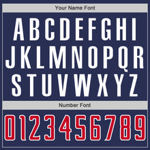 Load image into Gallery viewer, Custom Navy Red-White Authentic Throwback Basketball Jersey