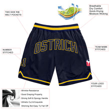 Загрузить изображение в средство просмотра галереи, Custom Navy Navy-Gold Authentic Throwback Basketball Shorts