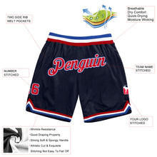 Загрузить изображение в средство просмотра галереи, Custom Navy Red-Royal Authentic Throwback Basketball Shorts