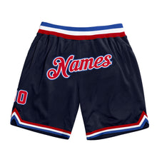 Загрузить изображение в средство просмотра галереи, Custom Navy Red-Royal Authentic Throwback Basketball Shorts