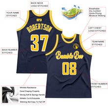 Загрузить изображение в средство просмотра галереи, Custom Navy Gold-White Authentic Throwback Basketball Jersey