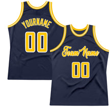 Загрузить изображение в средство просмотра галереи, Custom Navy Gold-White Authentic Throwback Basketball Jersey
