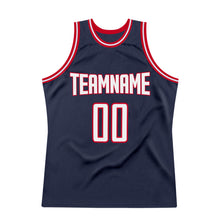 Charger l'image dans la galerie, Custom Navy White-Red Authentic Throwback Basketball Jersey