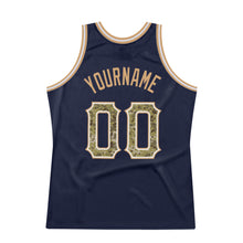 Загрузить изображение в средство просмотра галереи, Custom Navy Camo-Old Gold Authentic Throwback Basketball Jersey