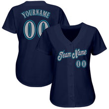 Загрузить изображение в средство просмотра галереи, Custom Navy Gray-Teal Authentic Baseball Jersey