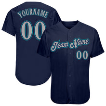 Загрузить изображение в средство просмотра галереи, Custom Navy Gray-Teal Authentic Baseball Jersey