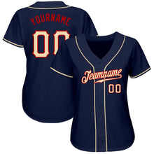 Load image into Gallery viewer, Custom Navy City Cream-Red Authentic Baseball Jersey