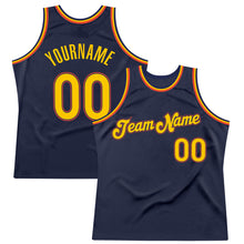Load image into Gallery viewer, Custom Navy Gold-Orange Authentic Throwback Basketball Jersey