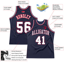 Charger l'image dans la galerie, Custom Navy White-Red Authentic Throwback Basketball Jersey