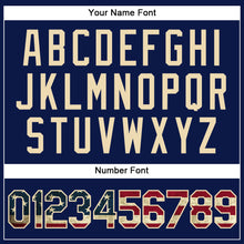 Загрузить изображение в средство просмотра галереи, Custom Navy Vintage USA Flag-Cream Authentic Baseball Jersey