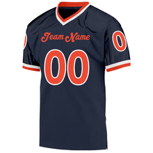 Charger l'image dans la galerie, Custom Navy Orange-White Mesh Authentic Throwback Football Jersey