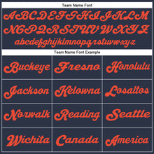 Charger l'image dans la galerie, Custom Navy Orange-White Mesh Authentic Throwback Football Jersey