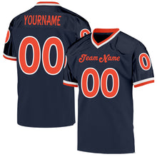 Charger l'image dans la galerie, Custom Navy Orange-White Mesh Authentic Throwback Football Jersey