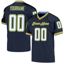 Load image into Gallery viewer, Custom Navy White-Powder Blue Mesh Authentic Throwback Football Jersey