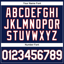 Load image into Gallery viewer, Custom Navy White Pinstripe White-Red Authentic Baseball Jersey