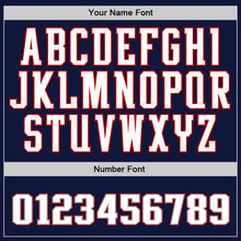Load image into Gallery viewer, Custom Navy White-Red Authentic Baseball Jersey