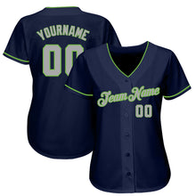 Laden Sie das Bild in den Galerie-Viewer, Custom Navy Gray-Neon Green Authentic Baseball Jersey Jersey