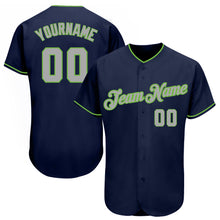 Laden Sie das Bild in den Galerie-Viewer, Custom Navy Gray-Neon Green Authentic Baseball Jersey Jersey