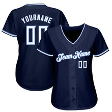 Загрузить изображение в средство просмотра галереи, Custom Navy White-Light Blue Authentic Baseball Jersey