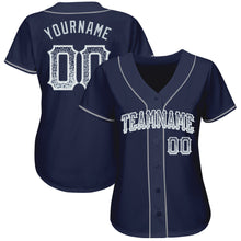 Load image into Gallery viewer, Custom Navy Silver-White Authentic Drift Fashion Baseball Jersey