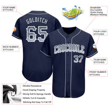 Load image into Gallery viewer, Custom Navy Silver-White Authentic Drift Fashion Baseball Jersey