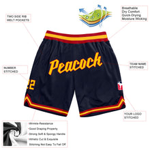 Загрузить изображение в средство просмотра галереи, Custom Navy Gold-Red Authentic Throwback Basketball Shorts