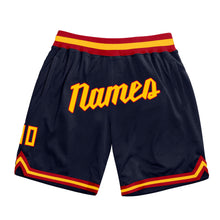 Загрузить изображение в средство просмотра галереи, Custom Navy Gold-Red Authentic Throwback Basketball Shorts