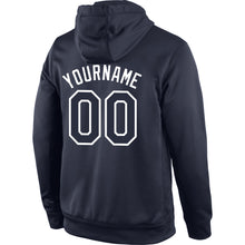 Load image into Gallery viewer, Custom Stitched Navy Navy-White Sports Pullover Sweatshirt Hoodie
