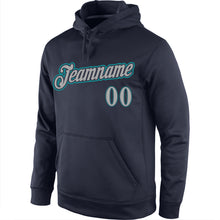 Load image into Gallery viewer, Custom Stitched Navy Gray-Aqua Sports Pullover Sweatshirt Hoodie