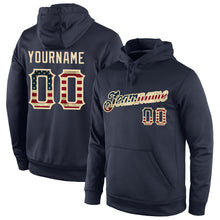 Load image into Gallery viewer, Custom Stitched Navy Vintage USA Flag-Cream Sports Pullover Sweatshirt Hoodie