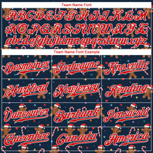 Load image into Gallery viewer, Custom Navy Red-White Christmas 3D Authentic Baseball Jersey