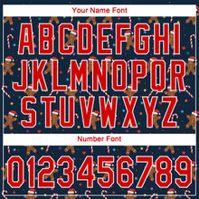 Load image into Gallery viewer, Custom Navy Red-White Christmas 3D Authentic Baseball Jersey