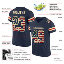 Load image into Gallery viewer, Custom Navy Vintage USA Flag-Cream Mesh Authentic Football Jersey