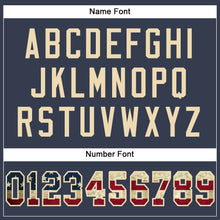 Load image into Gallery viewer, Custom Navy Vintage USA Flag-Cream Mesh Authentic Football Jersey