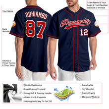 Load image into Gallery viewer, Custom Navy Red-White Authentic Baseball Jersey