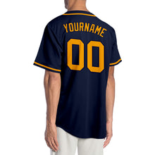Load image into Gallery viewer, Custom Navy Gold Authentic Baseball Jersey