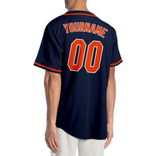 Load image into Gallery viewer, Custom Navy Orange-White Authentic Baseball Jersey